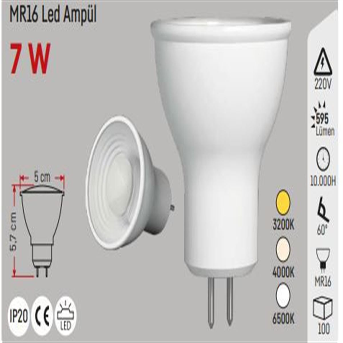 7W SMD LED ÇANAK AMPUL MR16 GÜNIŞIĞI 1
